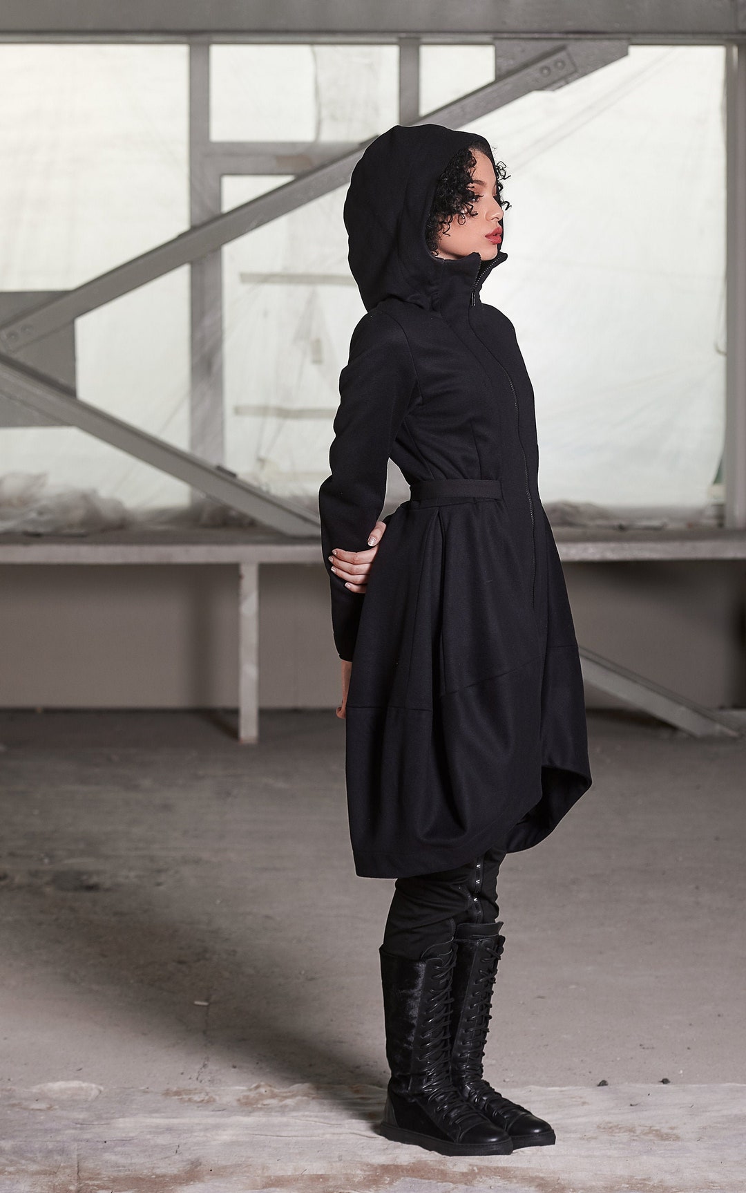 Black Hooded Coatwinter Coat Women Wool Winter Coat Warm - Etsy