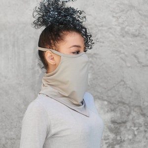 Face Mask Washable, Neck Gaiter for Women, Beige Face Mask Scarf, Cloth Face Mask, Scarf Mask, Bandana Face Mask, Gaiter Mask, Balaclava image 2