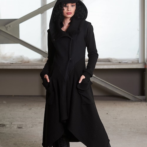 ounce✳︎hood handmade coat Hooded Wool Trench Coat, Long Winter 