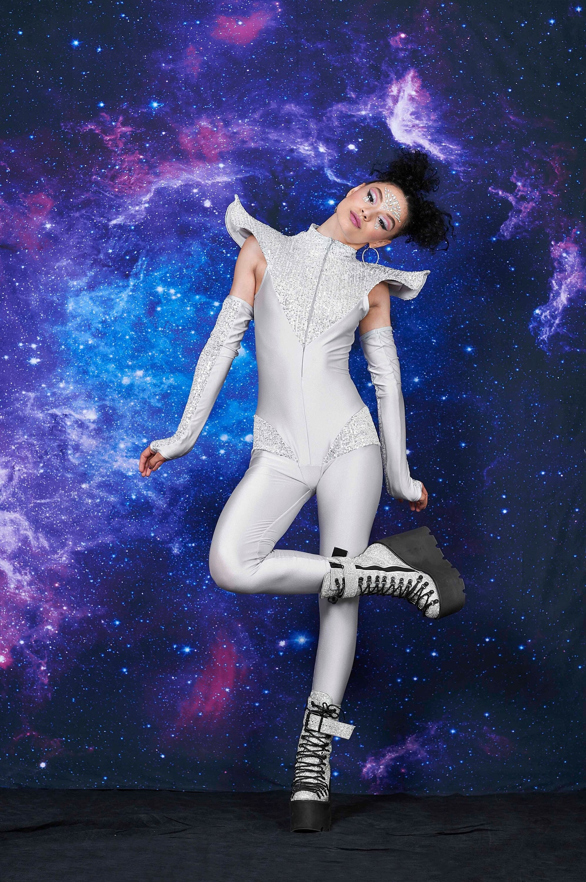 silver alien dress Sholeno Girls 3Pcs Alien Costume Kids Metallic Sleeveless A-line Dress Outer Space Halloween Outfit Silver 6, Girl's