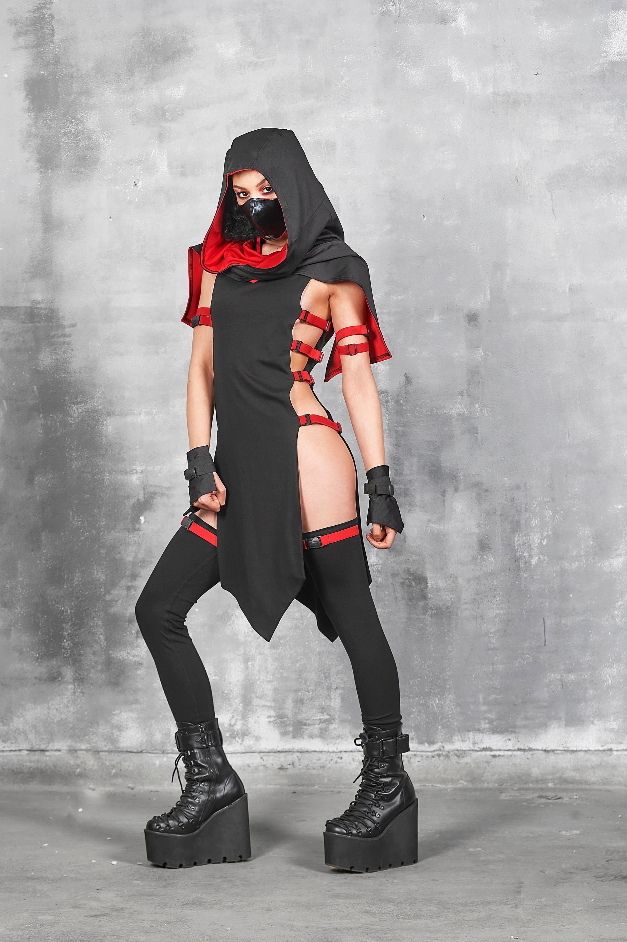忍者ハロウィンコスチュームドレス、ノースリーブの暗殺者衣装 - Etsy 日本