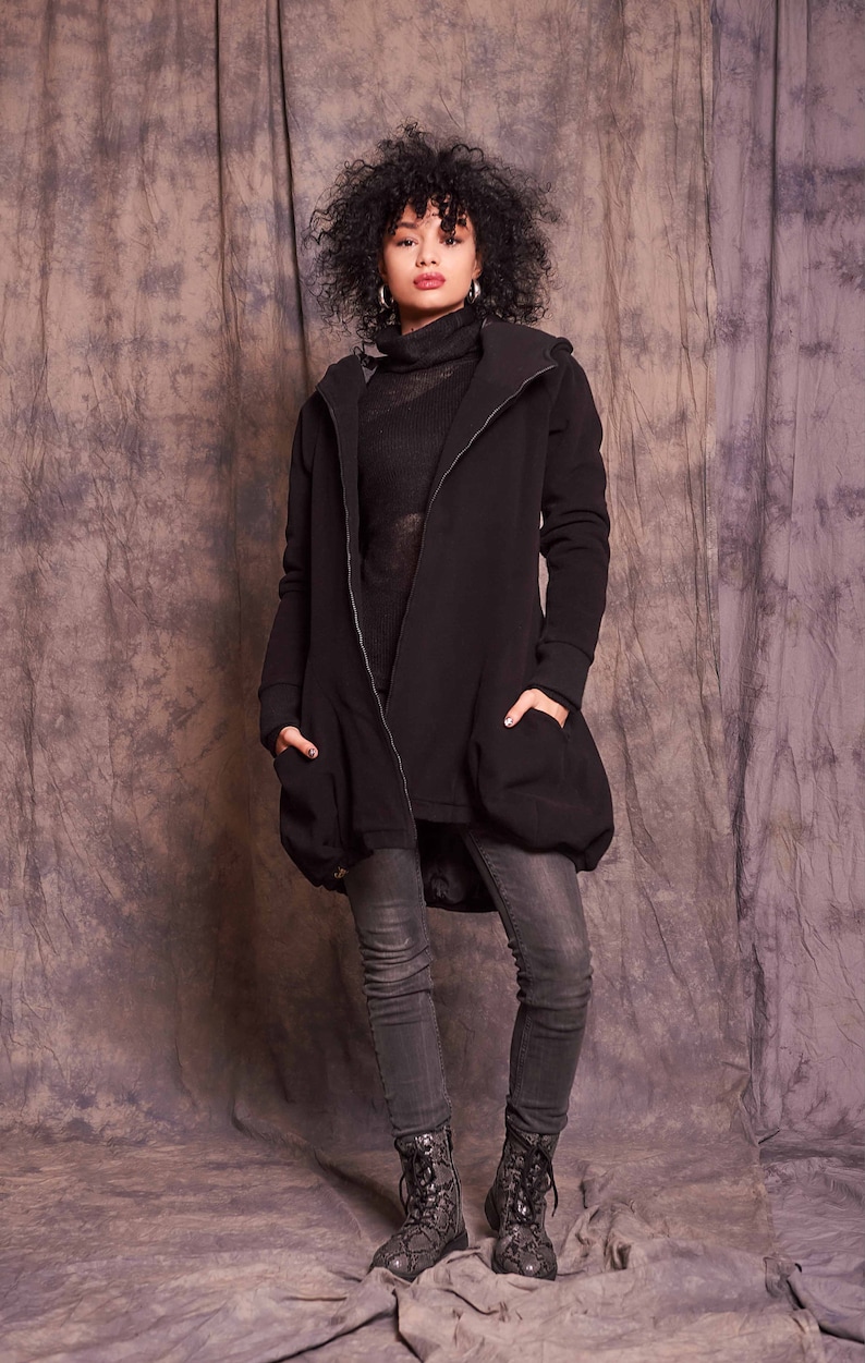 Winter Coat Women Long Black Coat Wool Winter Coat Long Goth Coat Gothic Clothing Black Hooded Coat Warm Winter Coat Big Hood Coat