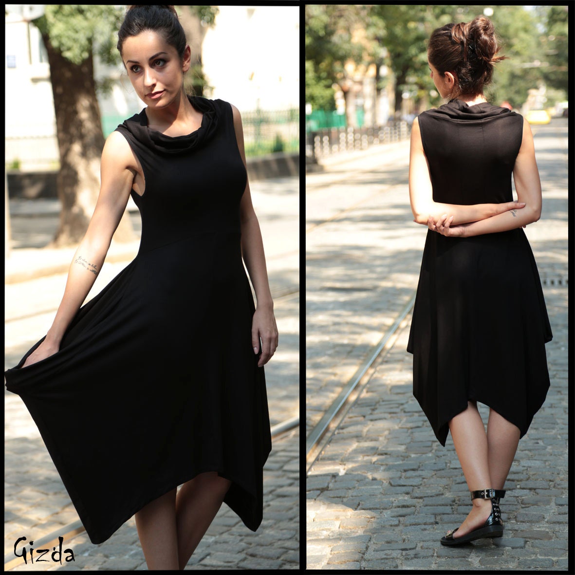 Plus Size Dress Black Midi Dress Gothic 