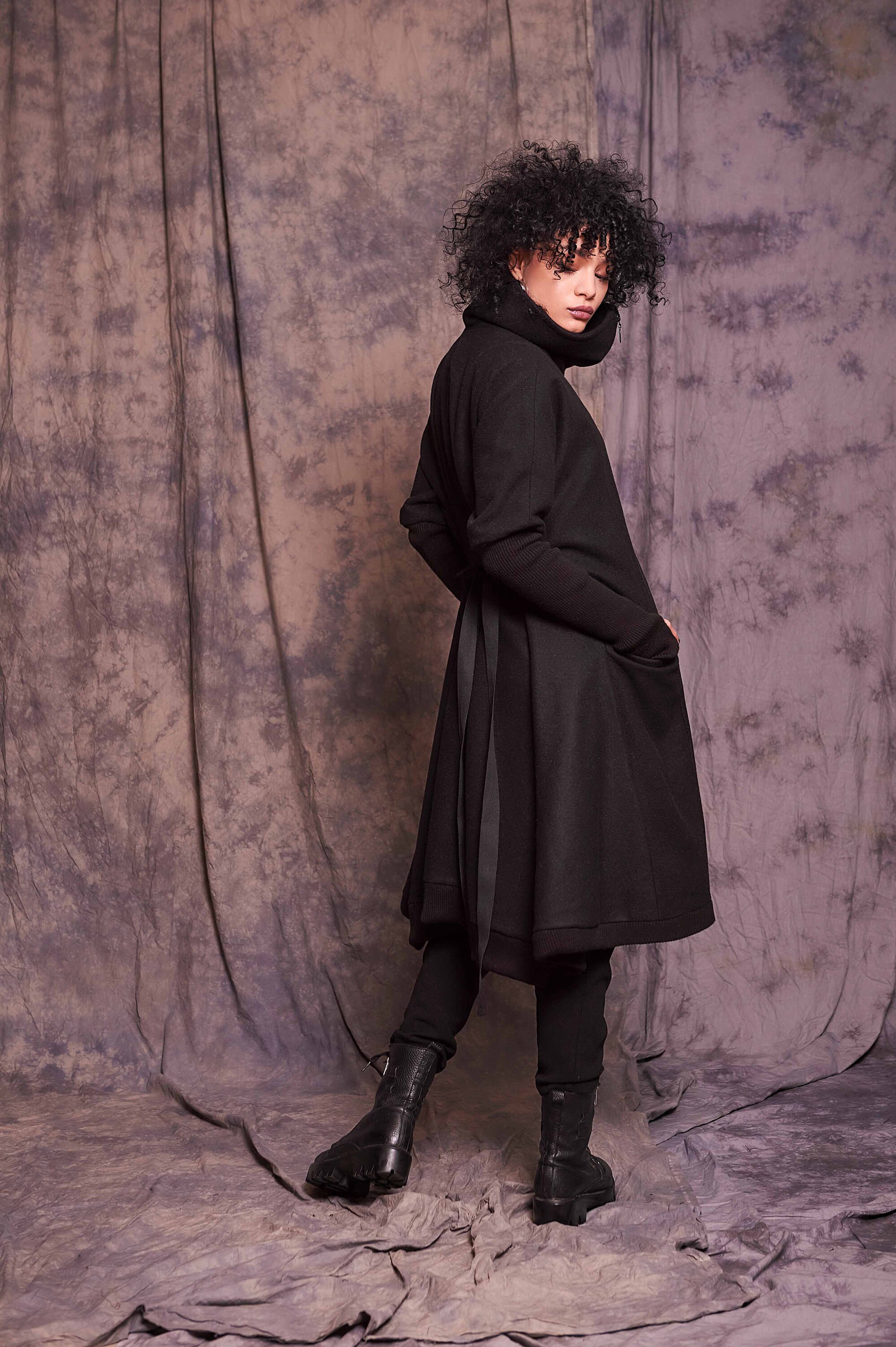 VU ヴウ long wide coat black super120’sウール VU ヴウ long wide coat vu-a23-c20[MOSS DARK GRAY]