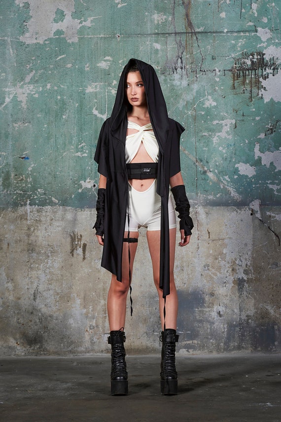 Festival Hooded Scarf, Viscose Rave Outfit