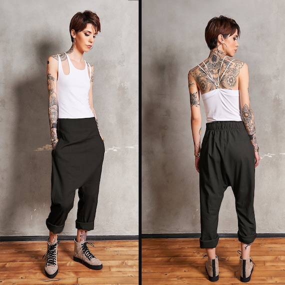 Linen Harem Pants Baggy Trousersblackt 