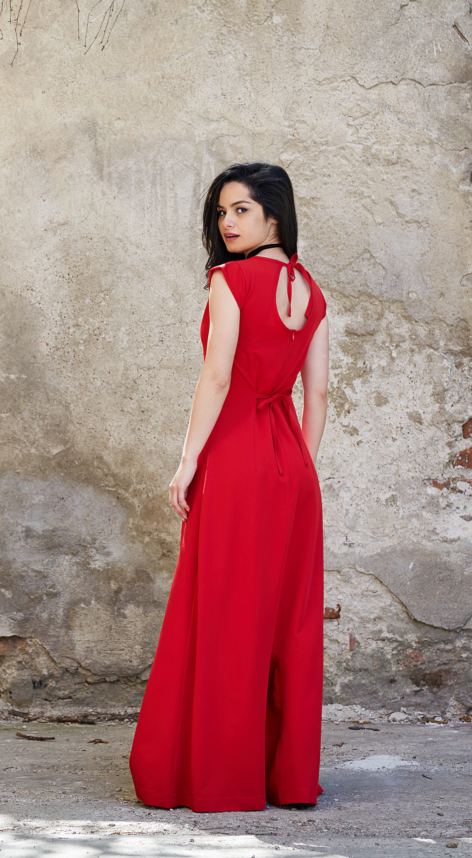 Red Jumpsuit Red Maxi Dress Red Boho Dress Boho Bridesmaid | Etsy