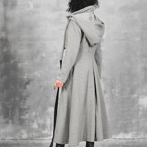 Long Coat Women, Gray Hooded Coat, Winter Coat Women with Hood, Wool Coat Women, Maxi Coat, Steampunk Coat, Loose Coat, Warm Coat, Gizda image 7