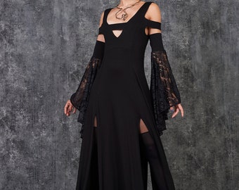 black lace halloween dress Halloween Scrap Style Lace Black Sexy Long Dress