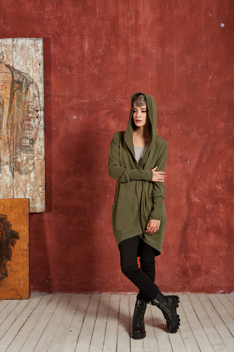 Sweat à capuche elfique, veste Boho, cardigan Boho, veste verte, sweat à capuche vert, cardigan vert, pull Boho femme, sweat à capuche d'hiver, sweat à capuche de yoga image 1