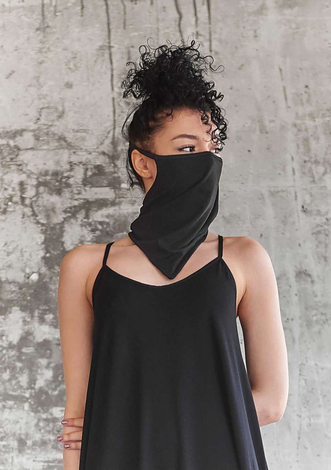 Máscara de bufanda negra hecha a mano / Negro Balaclava para hombres /  máscara de la capucha / máscara