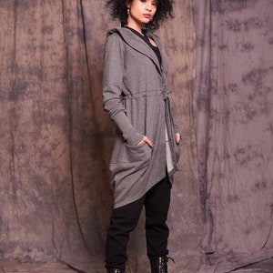 Gray Cardigan, Gray Hoodie, Long Cardigan, Wrap Jacket, Gray Jacket, Women's Yoga Clothes, Yoga Cardigan, Gray Sweater, Bohemian Jacket image 5