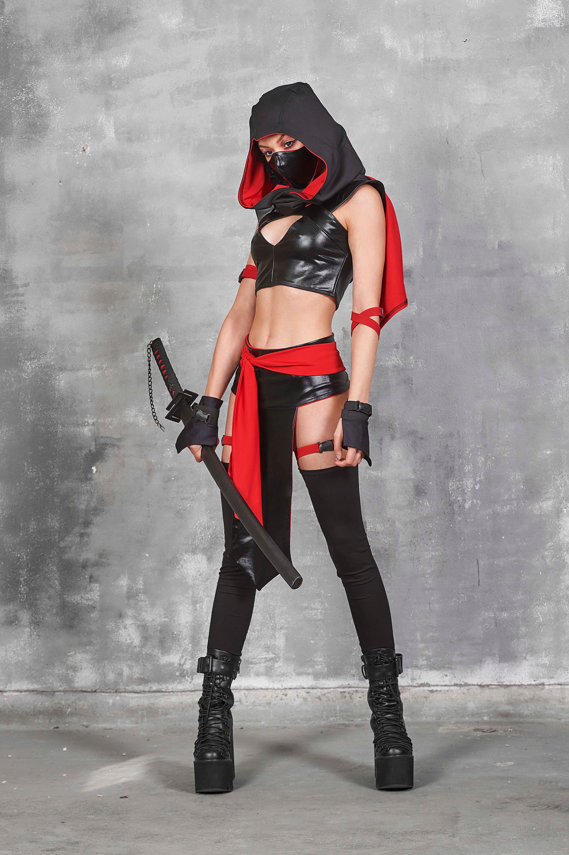 Buy Ninja Costume Women, Sexy Ninja Top, Black Ninja Crop Top