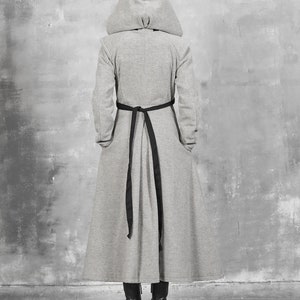 Long Coat Women, Gray Hooded Coat, Winter Coat Women with Hood, Wool Coat Women, Maxi Coat, Steampunk Coat, Loose Coat, Warm Coat, Gizda image 4