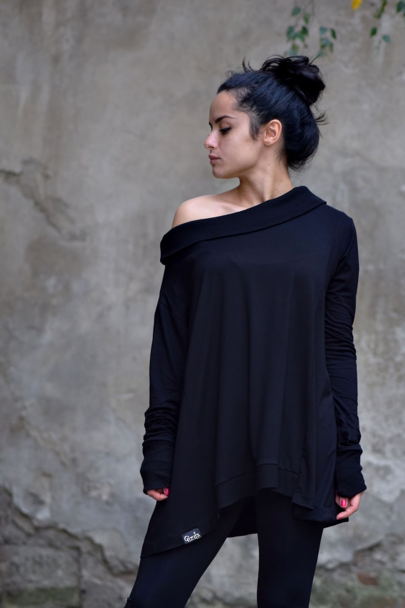 Off Shoulder Top, Plus Size Clothing, Asymmetric Top, Plus Size Top, Gothic Top, Gothic Clothing, Goth Clothing, Festival Clothing Women image 5