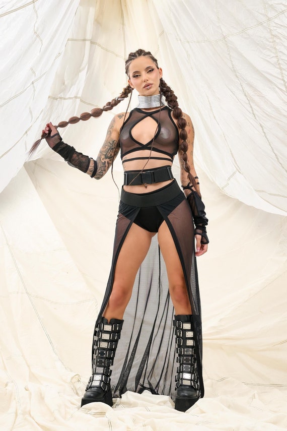 Mesh Cutout Rave Top, Festival Bralette