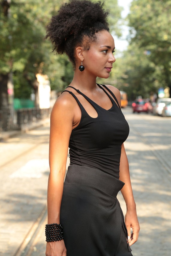 Black Strappy Festival Tank Top, Rave Wear
