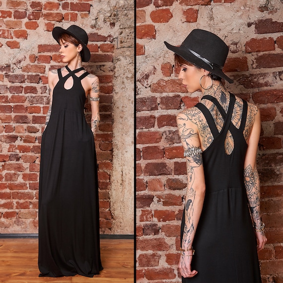 Gothic Dress, Goth Clothing, Gothic Clothing Women, Plus Size Goth Dress,  Gothic Maxi Dress, Black Goth Halloween Dress, Minimalist Clothing -   Canada