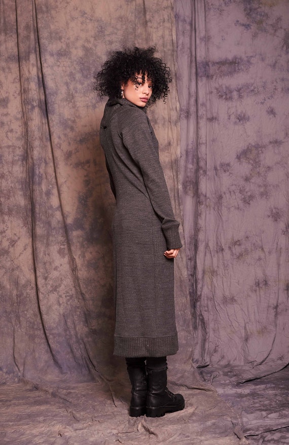Long Sweter Dress Steampunk Dress Winter Dress Knit - Etsy