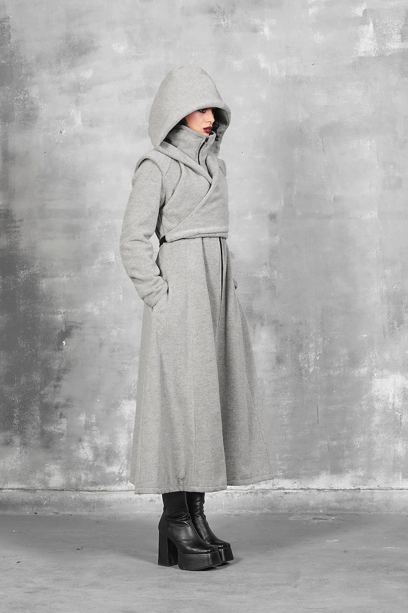 Long Coat Women, Gray Hooded Coat, Winter Coat Women with Hood, Wool Coat Women, Maxi Coat, Steampunk Coat, Loose Coat, Warm Coat, Gizda image 1