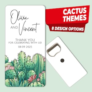 Apribottiglie per bomboniere a tema cactus con design personalizzati e magneti potenti