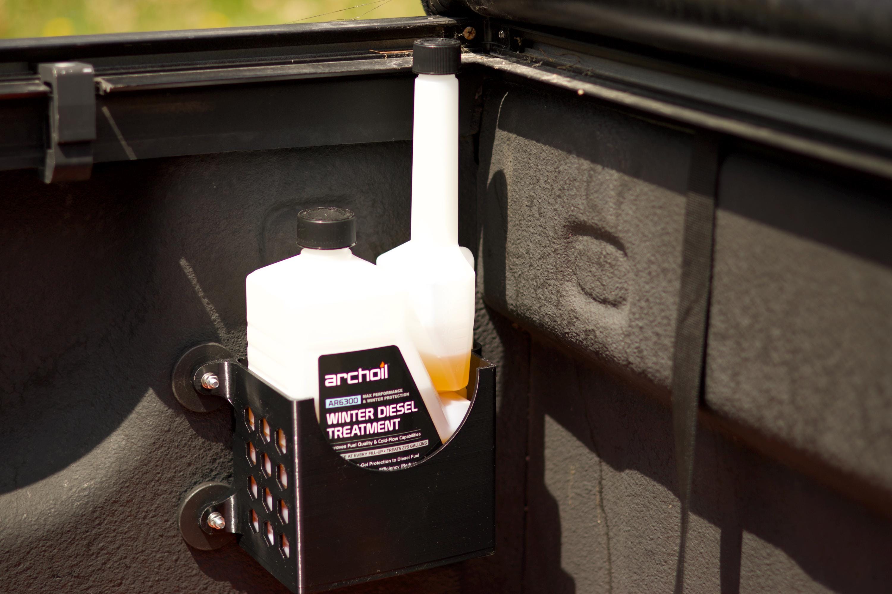 Magnetic Archoil Bottle Holder: Truck Bed Diesel Treatment - Powerstroke, Cummins, Duramax