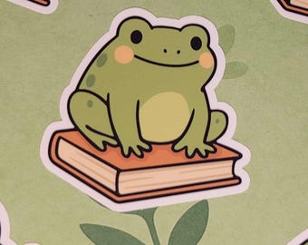Book Frog Vinyl Sticker: Funny Laptop Decal for Book Lovers