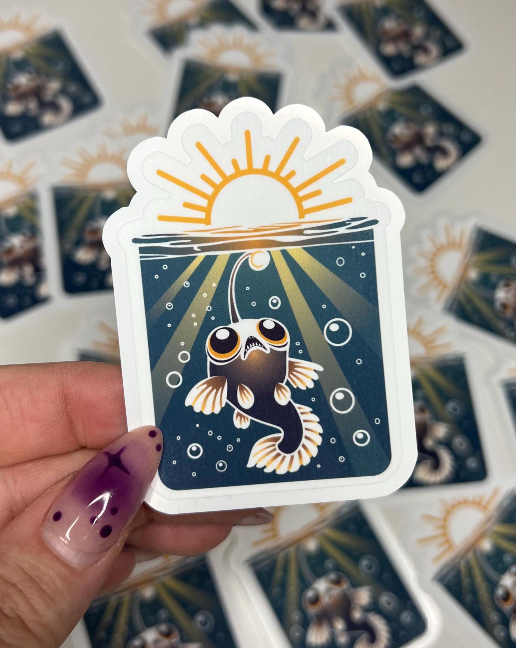 Cute Angler Fish Sticker | Deep Sea Vinyl Decal - Etsy