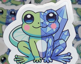 Kawaii Crystal Frog Vinyl Sticker: Holographic Laptop Decal