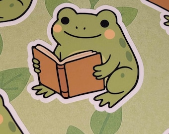 Literate Frog Vinyl Sticker: Funny Laptop Decal