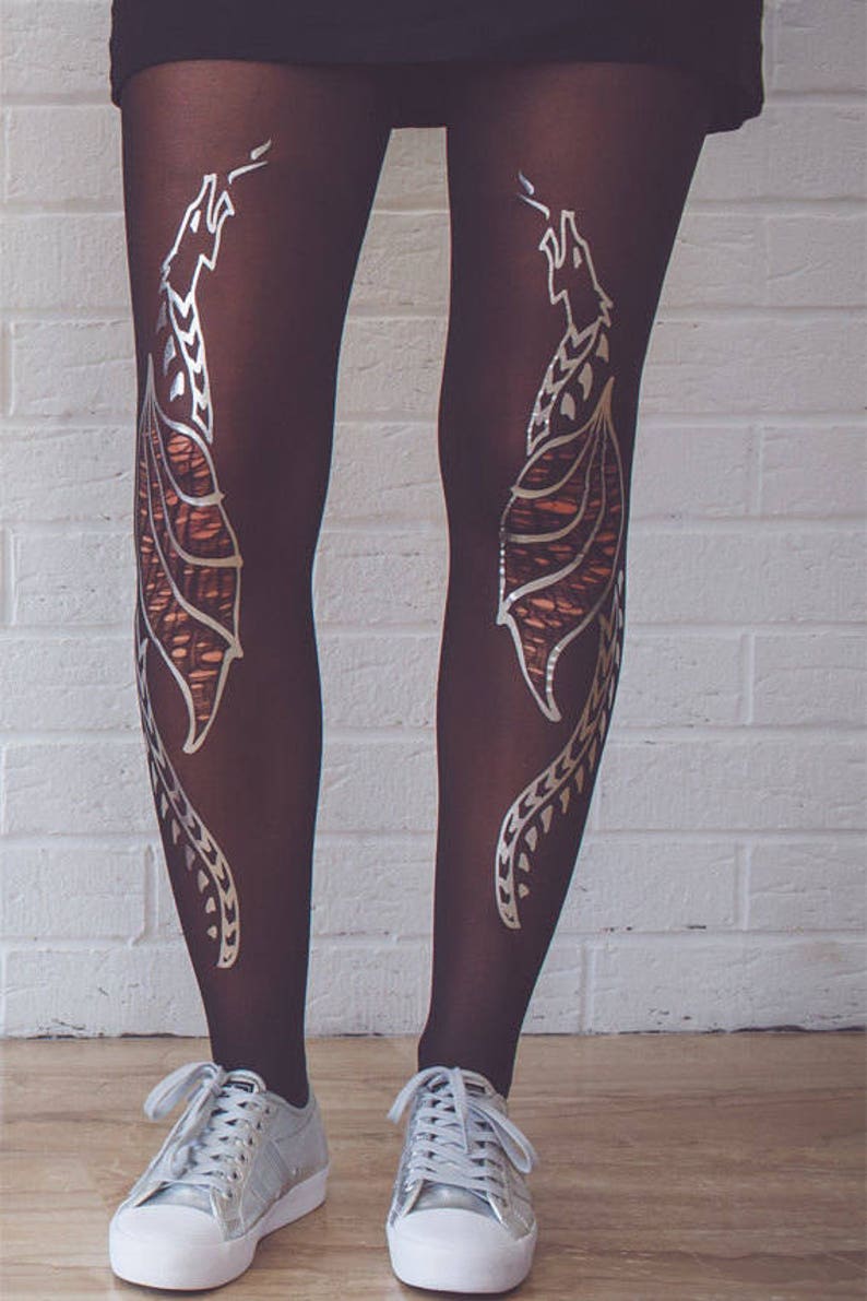 women tights Silver dragons tights burning man costume L-XL available in S-M