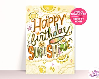 Tu es ma carte d'anniversaire ensoleillée | Joyeux anniversaire soleil | Anniversaire bohème | Carte hippie | Envoi de la carte soleil | Carte d'anniversaire soleil bohème