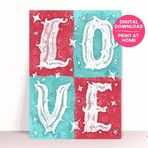 LOVE Weihnachtskarte | Weihnachtskarte Typografie | Weihnachten PDF zum Ausdrucken | nicht religiöse Weihnachtskarte | nicht-sektiererische Weihnachtskarte