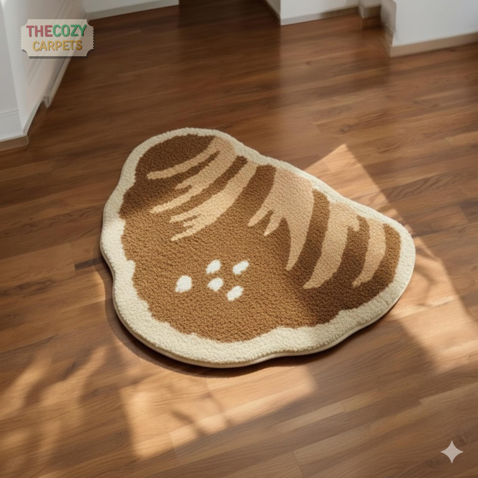 Croissant Shaped Rug, Brown Cartoon Carpet (63.5 X 41 Cm) - Etsy