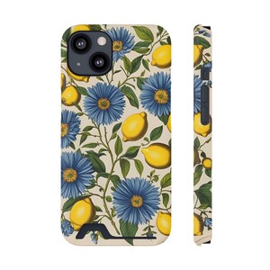 Étui pour téléphone floral citron vert avec porte-cartes, accessoire de téléphone élégant, cadeau pour elle, housse de téléphone florale, protecteur de téléphone unique, ambiance estivale