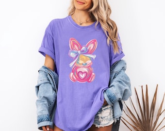 Cute Bunny Shirt, Easter Shirt, Rabbit Lover Gift for Easter, Happy Easter Shirt, Easter Day Shirt, Bunny Graphic Shirt, Women Easter Gift