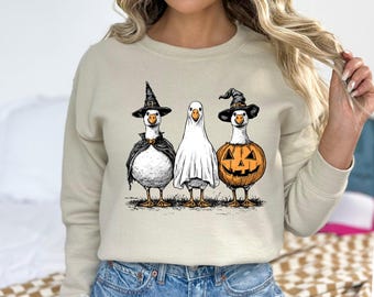 Retro Boo Ghost Goose Sweatshirts, Halloween Goose Sweatshirts, Halloween Outfits, Autumn Shirts, Skeleton Goose Shirts, Pumpkin Goose Shirt