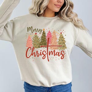 Merry Christmas Sweatshirt, Christmas Tree Sweatshirt, Christmas Vibes Sweatshirt, Christmas Hoodie, Women Holiday Sweater, Merry and Bright