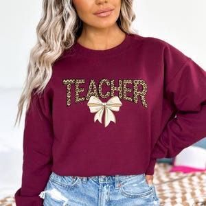 Leopard Teacher Sweatshirts, Funny Teacher Shirt, Cool Teacher Shirt, Teacher Outfit, Teacher Appreciation, Kindergarten Teacher Crewnecks