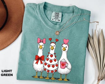Funny Valentine Goose Shirts, Cute Valentine's Day Gift for Wife, Silly Goose Valentine Shirts, Valentine Girlfriend Gift Shirts