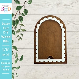 Scalloped Arched Boho Frame Large | Unfinished Wood – Laser Cut | Interchangeable