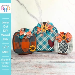 Pumpkin Trio Shelf Sitters | Unfinished Fall Decor | Rustic Autumn Décor | DIY Farmhouse Craft