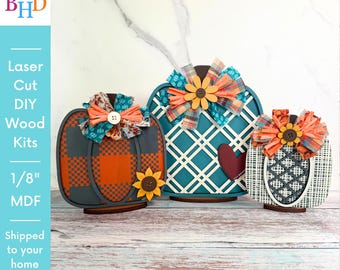 Pumpkin Trio Shelf Sitters | Unfinished Fall Decor | Rustic Autumn Décor | DIY Farmhouse Craft