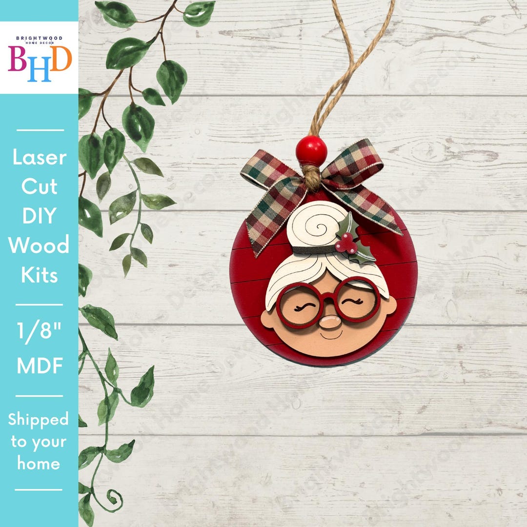 Mrs Claus Ornament | DIY Christmas Craft | Laser Cut Mrs Claus ...
