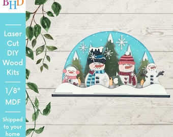Snowman Family Shelf Sitter | Unfinished Wood, Christmas DIY Craft Kit