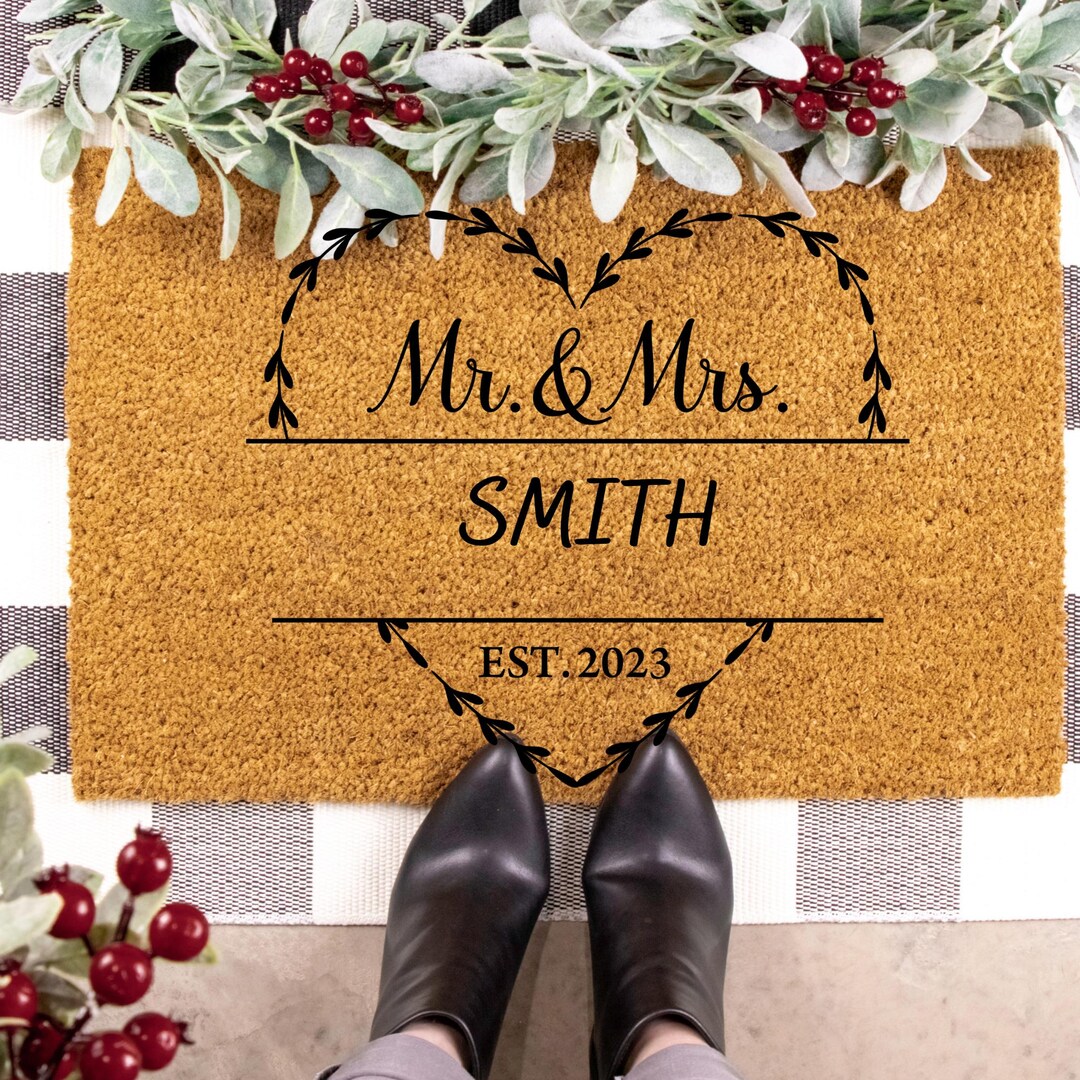 Couple Doormat, Newlywed Mat, Coir Doormat, Porch Decor, Custom Doormat ...