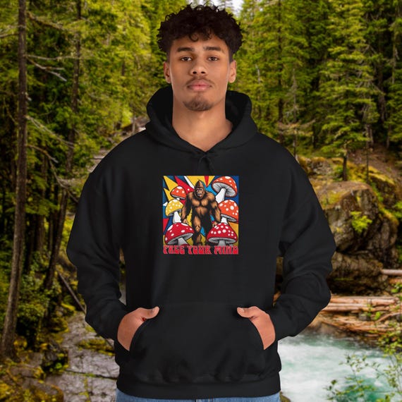 Bigfoot Mushrooms Hoodie, Colorful Sweatshirt, Free Your Mind