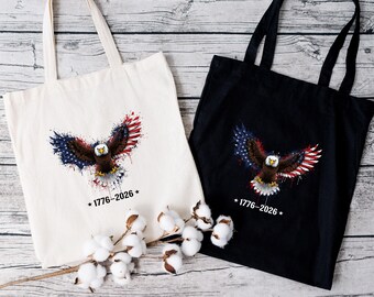 4th of July Tote Bag, Patriotic American Flag Shoulder Bag, Independence Day Gift