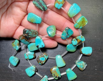 Two-tone Turquoise Teardrop Pendants on a strand. From Hubei, China. 16 inch strand.