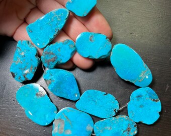 Large Nacozari freeform slabs, bluest blue, 15.75 inch strand.